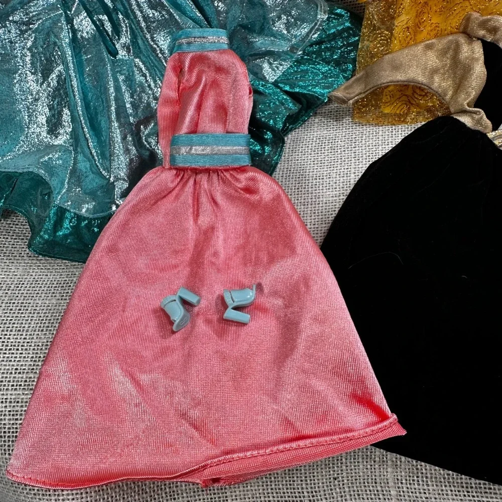 Vintage Barbie Disney Princess Doll Clothes Lot‎ Gowns Dresses Shoes Belle Pink